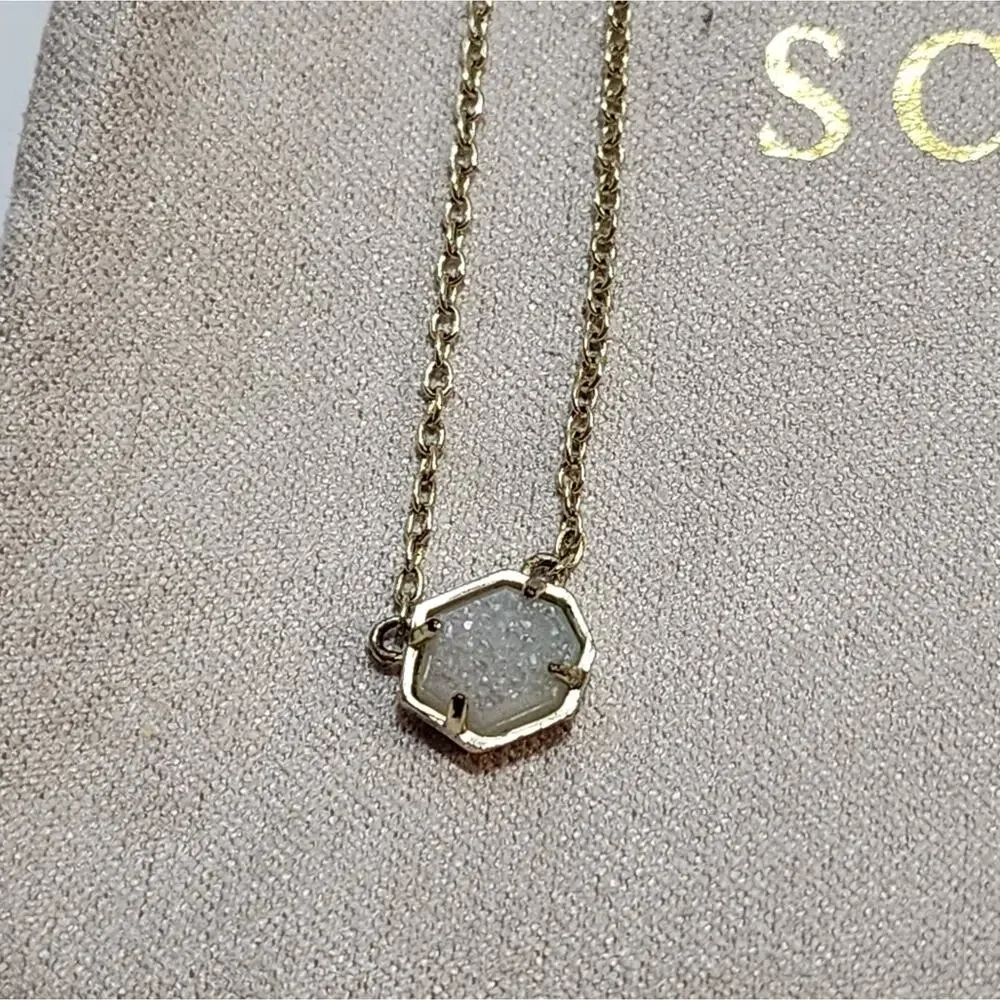 Kendra Scott White Drusy‎ and Silver Necklace - Picture 4 of 6
